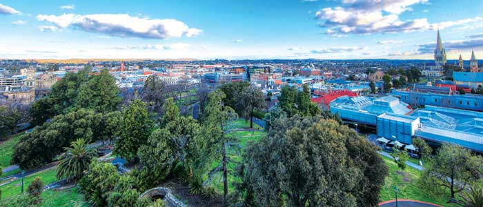 View of Rosalind Park in Bendigo from tower