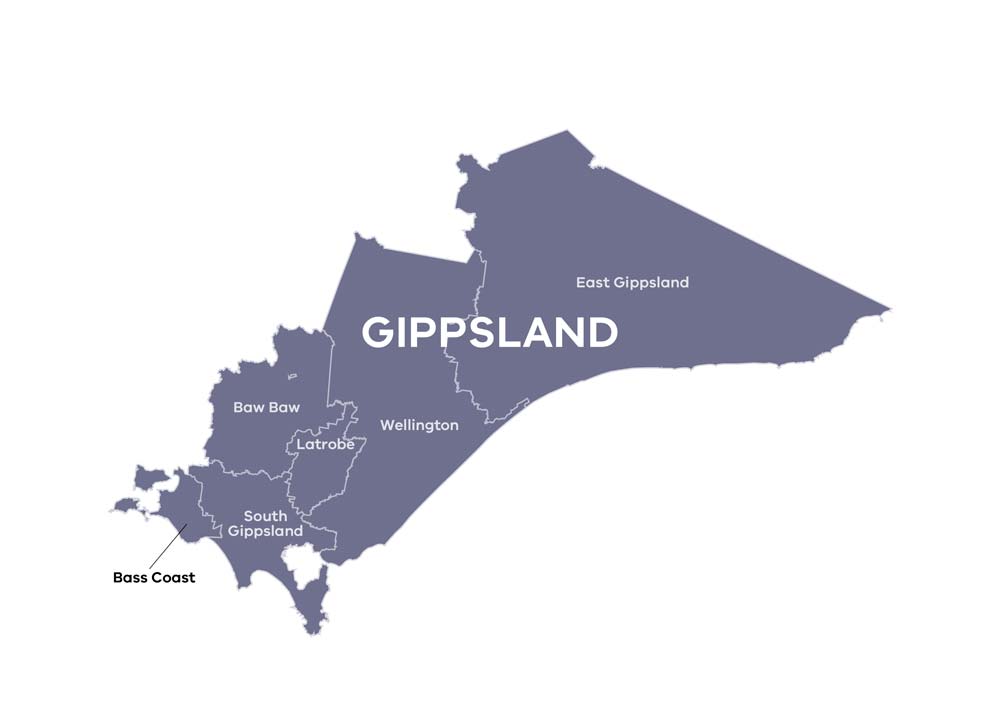 RDA Gippsland region map