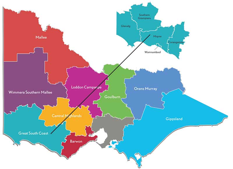 Map of the Great South Coast partnership region