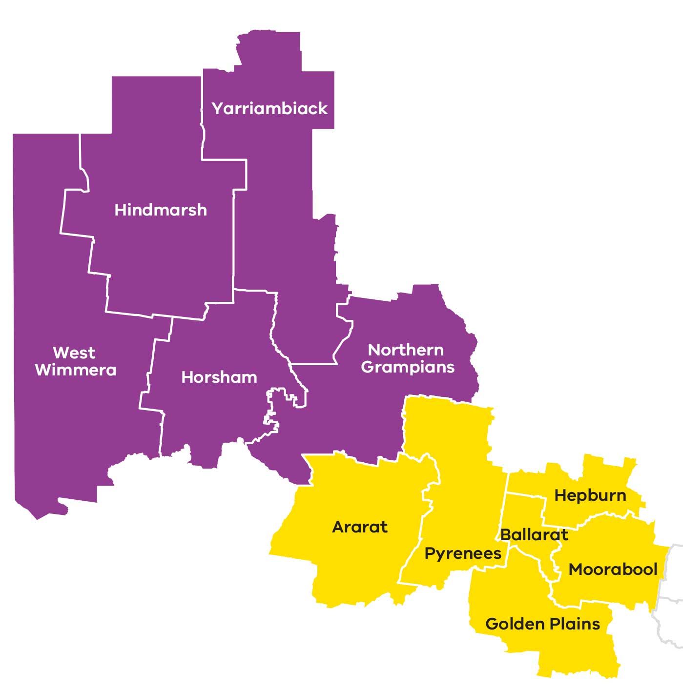 Map of the Grampians region of Victoria