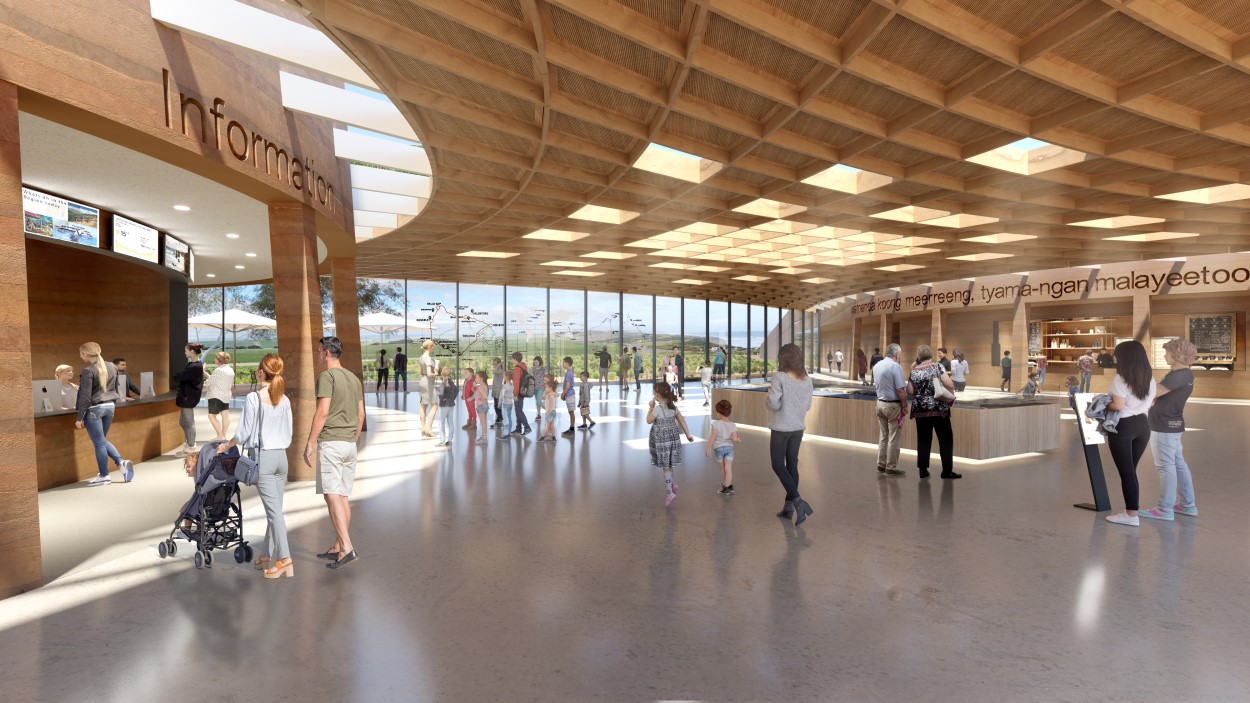 Artist impression of the Twelve Apostles Visitor Experience Centre foyer