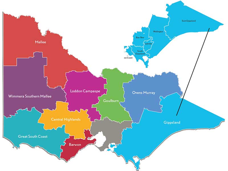 Map of the Gippsland partnership region