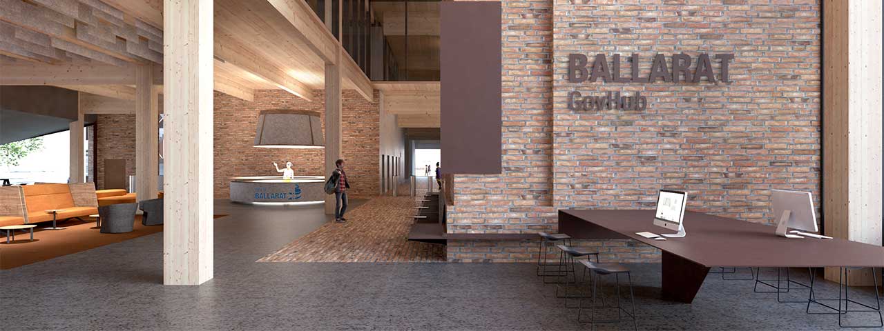 Architectural concept for Ballarat GovHub foyer