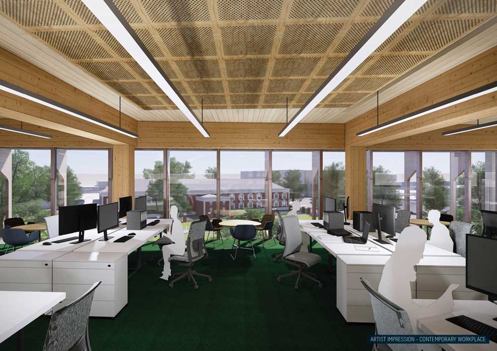 Artists impression of the Bendigo GovHub workspace design