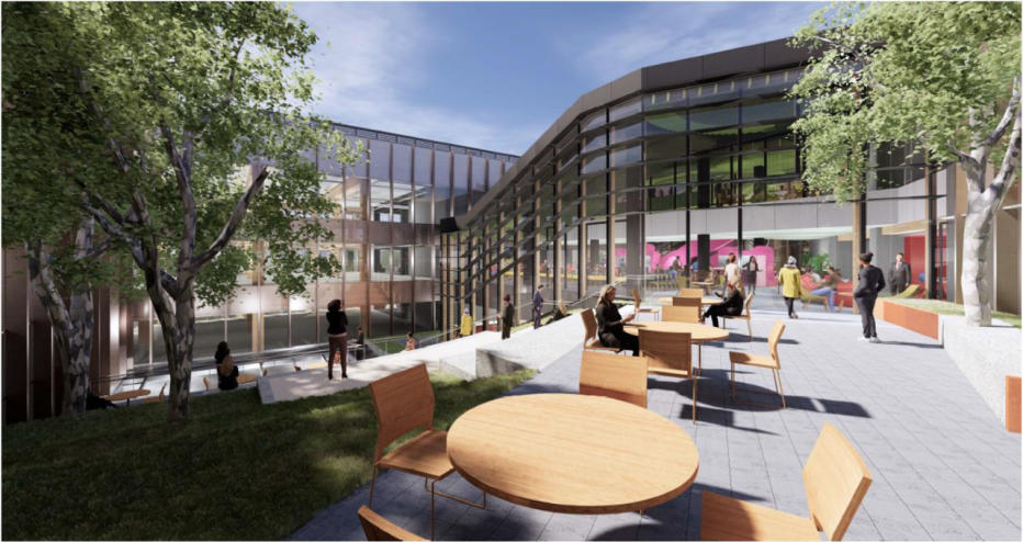 Artist impression of the courtyard at Bendigo GovHub