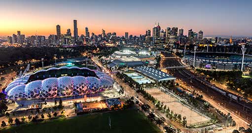 Aerial view of Melbourne's Sport precinct