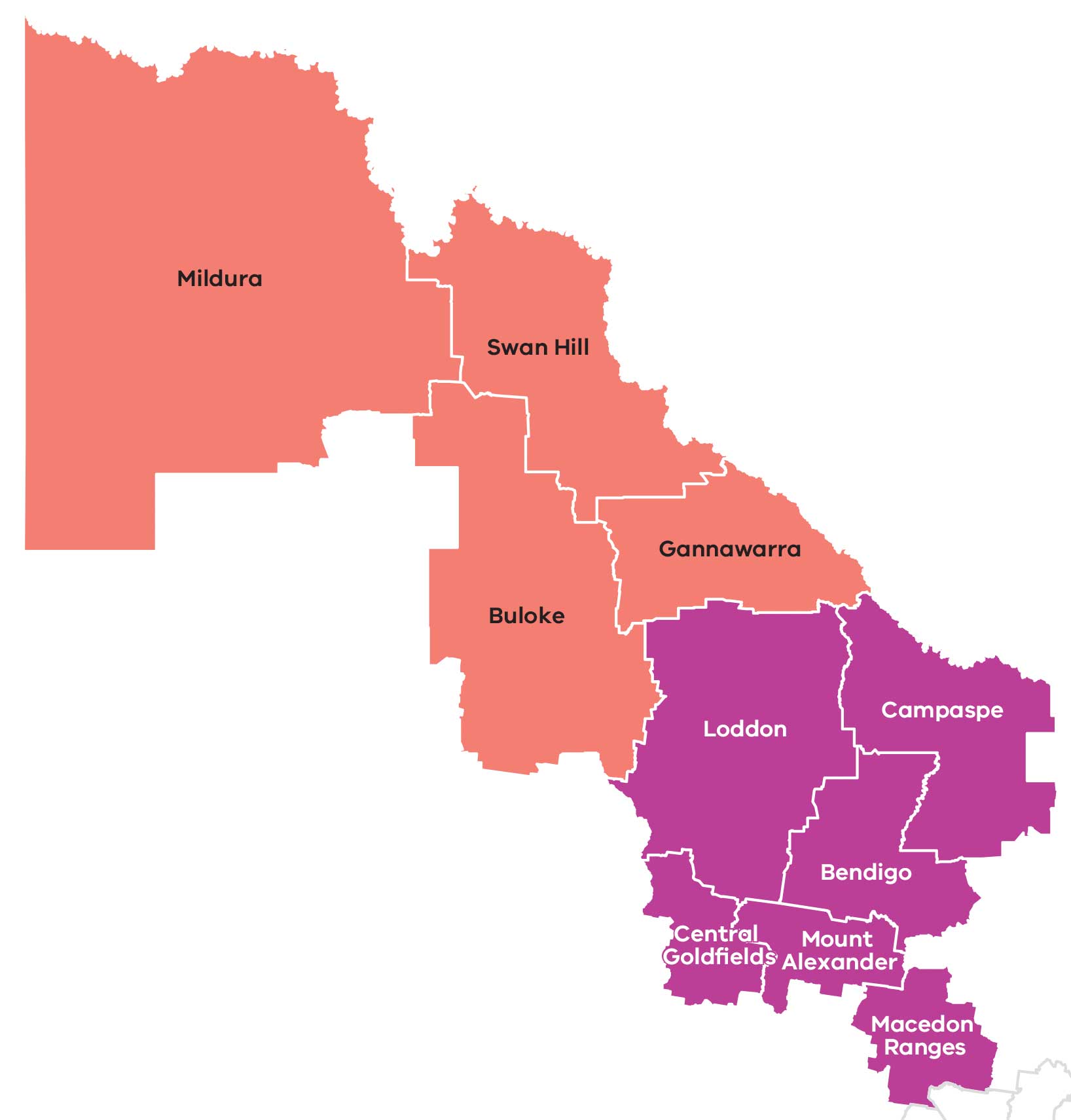 Map of the Loddon Mallee region in Victoria