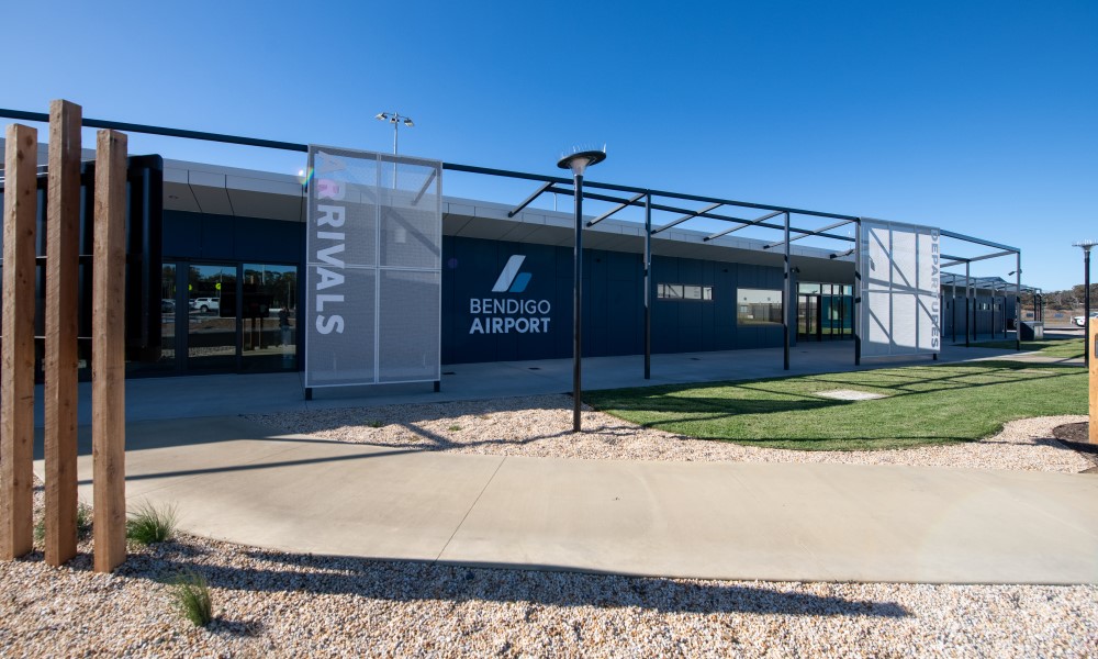 External arrivals entrance to Bendigo Airport.