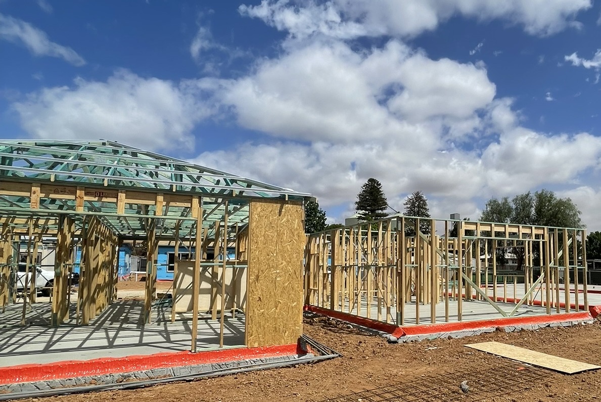 A picture of a new house under construction in Robinvale