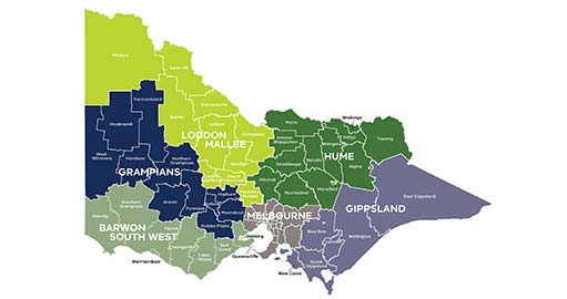 Map of Victoria's RDA regions