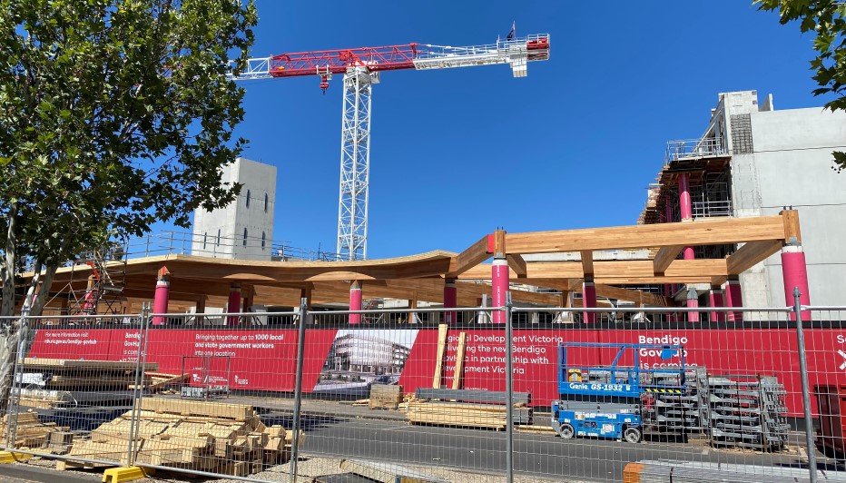 Construction progress of the Bendigo GovHub