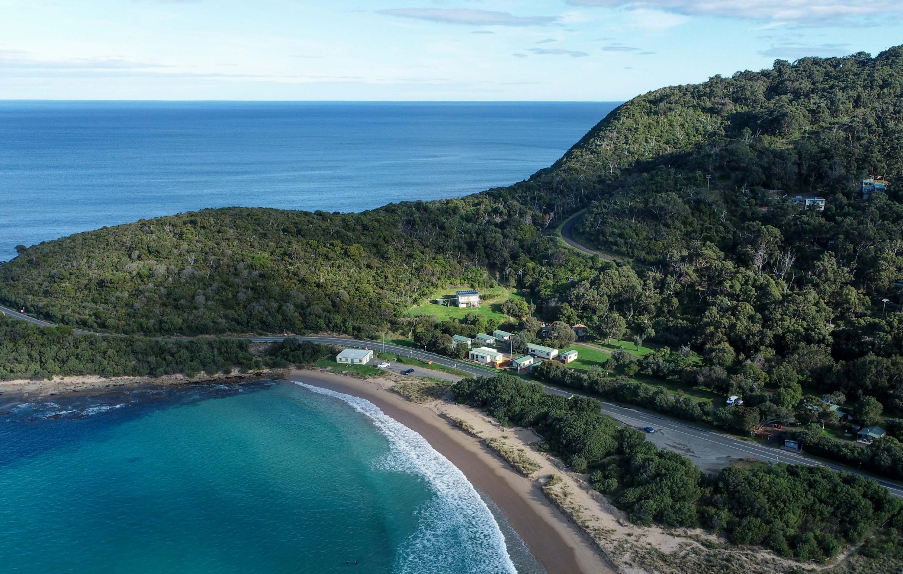 An overhead view of the township of Kennett River
