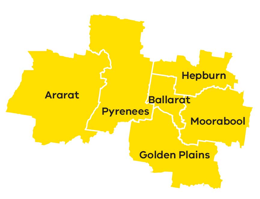Map of Central Highlands area of the Grampians region