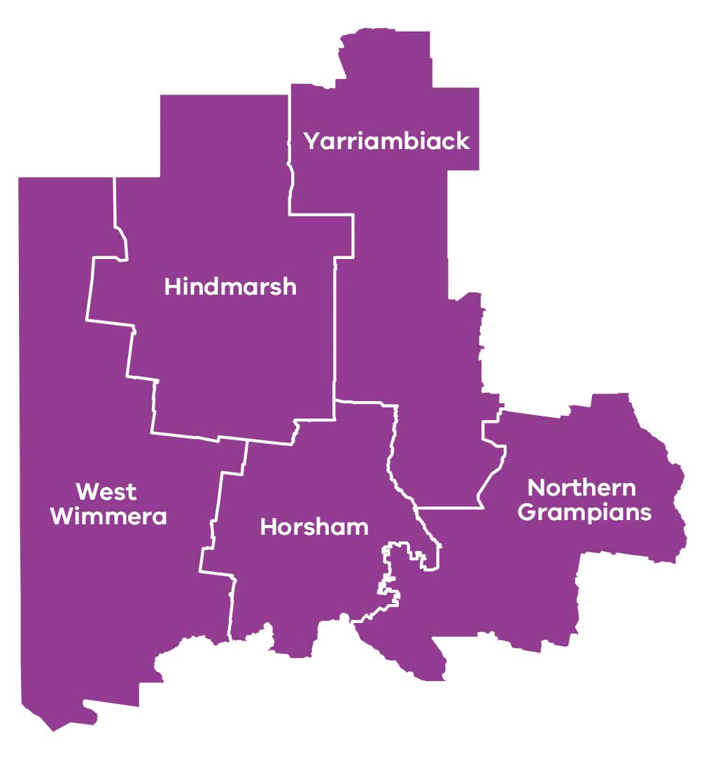 Map of the Wimmera Southern Mallee area in the Grampians region